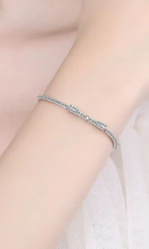 Women's Bracelet 925 Sterling Silver Bowknot Shiny Zircon Tennis Pulsera Plata 925 Mujer Girls Wedding Party Jewelry Gifts