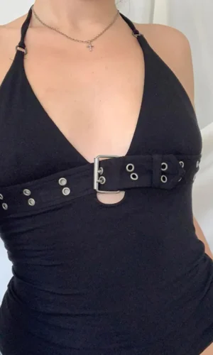 y2k Bandage Crop Top Black Backless Top Lace Up Cute Party Beach Summer Sweats Women Retro Basic Mini Vest Punk