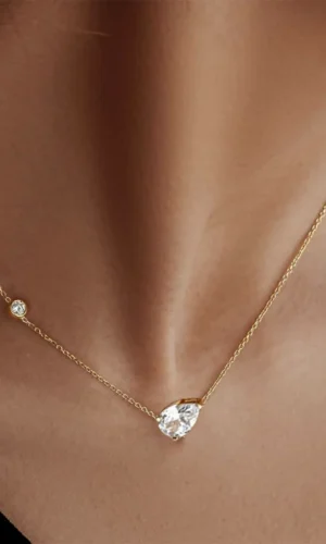 COSYA 1.25CT 6*8MM Pear Cut Moissanite Necklace S925 Silver 18K Gold D VVS1 Lab Diamond Waterdrop Pendant For Women Fine Jewelry