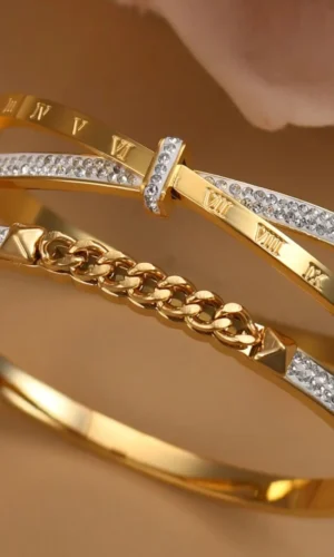 XB-072 Charm Stainless Steel Jewelry Crystal Bracelets Cross Roman Numerals Bangle For Women's Who Love Gifts Wholesale