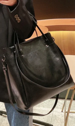 Burminsa Retro Cowhide Genuine Leather Handbags For Women 2025 Luxury Designer Work Tote Shopping Ladies Shoulder Crossbody Bags