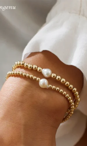 14K Gold Filled Bead Bracelet Tarnish Resistant Jewelry Boho Bracelets Freshwater Pearl Bracelet Bridesmaid Gift Gold Bracelet
