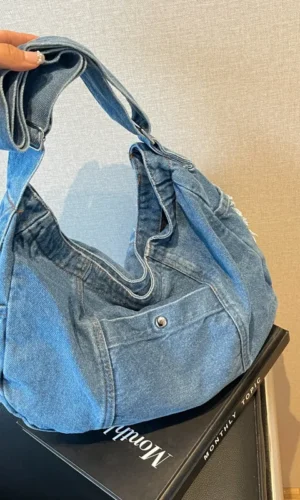 Casual Denim Women's Shoulder Bags Large Capacity Retro Design Ladies Tote Handbags Korean Style Trendy Female Crossbody Bag